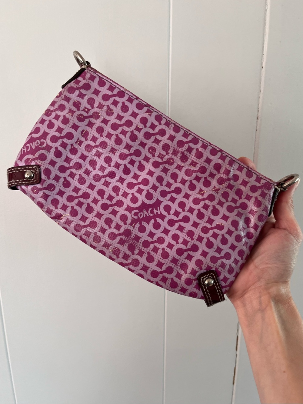 Coach Penelope Op Art Wristlet Clutch Y2K Pink Purple Poppy Mini Bag No Strap - Picture 8 of 16